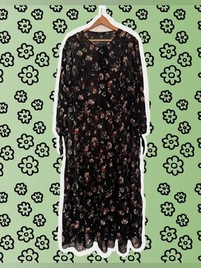 Madewell Black Floral Tiered Maxi Dress